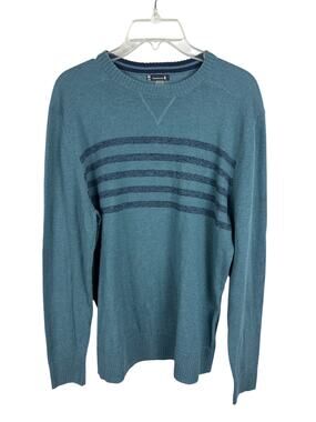Smartwool Mens Long Sleeve Blue Stripe Crew Neck Merino Wool Sweater M